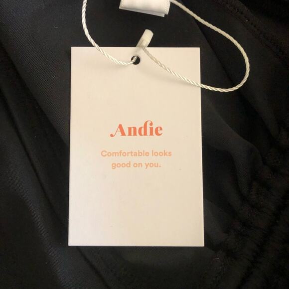 Andie NWT Waikiki Coverup Ruched Gathering Halter Bandeau Dress Black Small - Picture 12 of 13